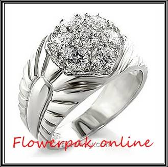 STERLING SILVER GENTS 2.5CT SIMULATED DIAMOND RING