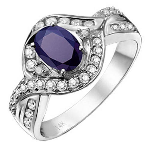 **CERTIFIED**1.53CARAT BLUE SAPPHIRE AND DIAMOND RING 14KT SOLID GOLD