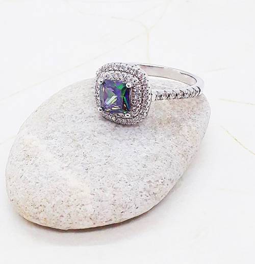 Mystic Rainbow Topaz Sterling Silver Ring