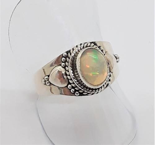 Natural Ethiopian Opal Sterling Silver Ring