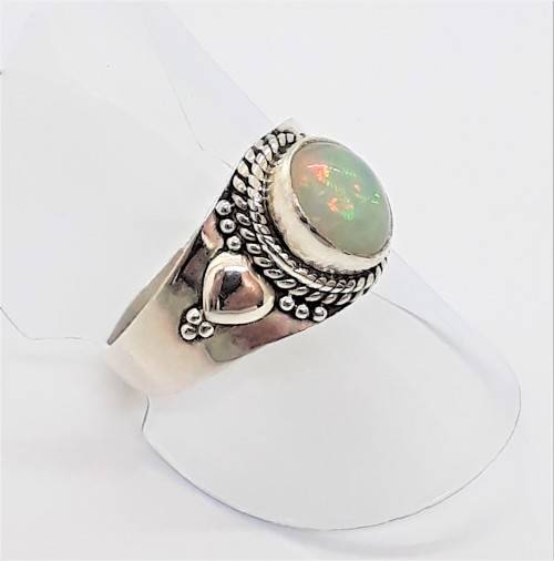 Natural Ethiopian Opal Sterling Silver Ring