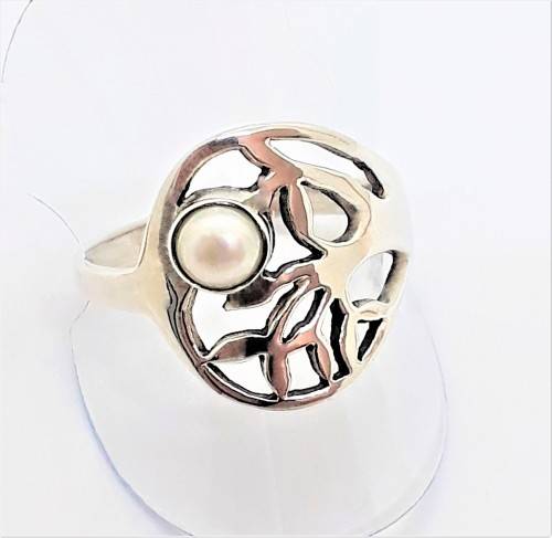 Natural Cultured Pearl Sterling Silver Ring