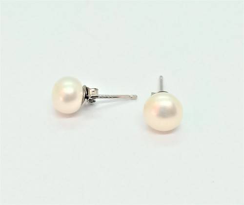 Natural Freshwater Pearl Sterling Silver Filled Studs - 8 mm diameter