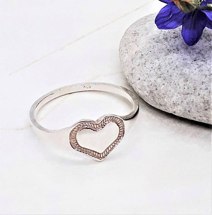 Heart Signet Sterling Silver Ring