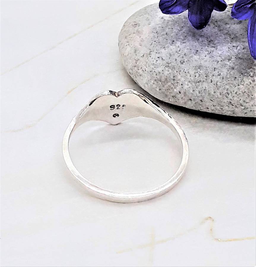 Heart Signet Sterling Silver Ring