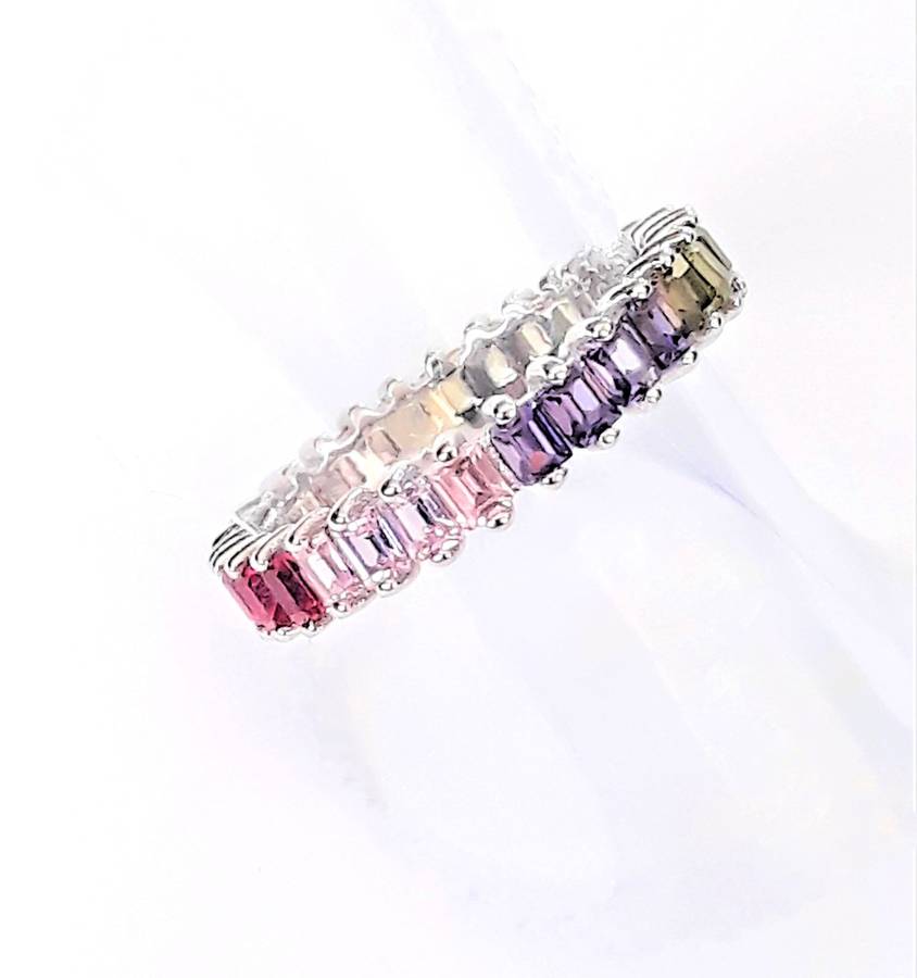 Multi-colour Cubic Zirconia Sterling Silver Ring