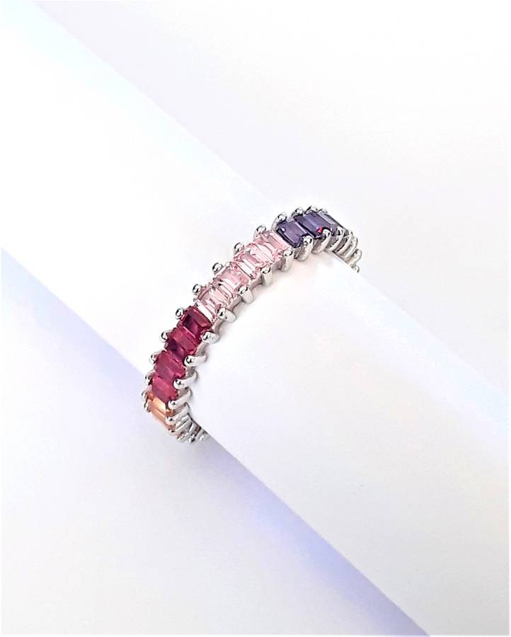 Multi-colour Cubic Zirconia Sterling Silver Ring