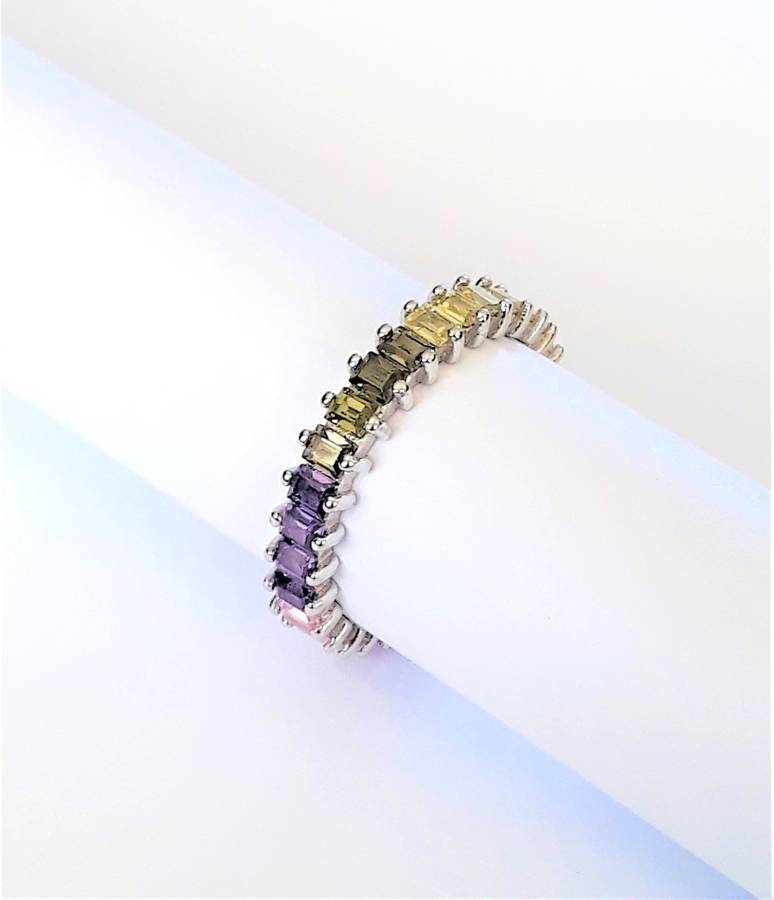 Multi-colour Cubic Zirconia Sterling Silver Ring