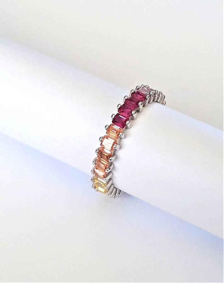 Multi-colour Cubic Zirconia Sterling Silver Ring