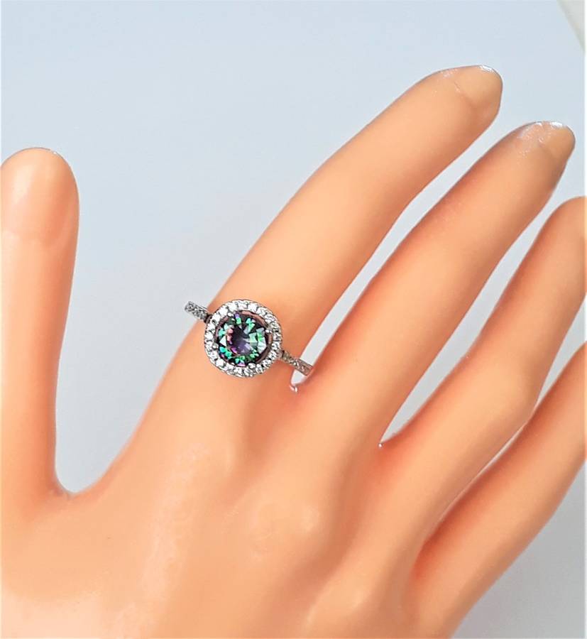 Natural Mystic Topaz Sterling Silver Ring