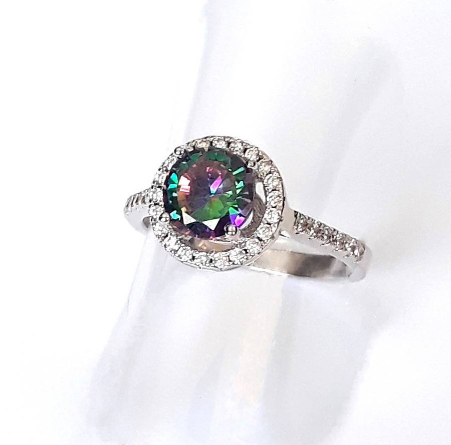Natural Mystic Topaz Sterling Silver Ring