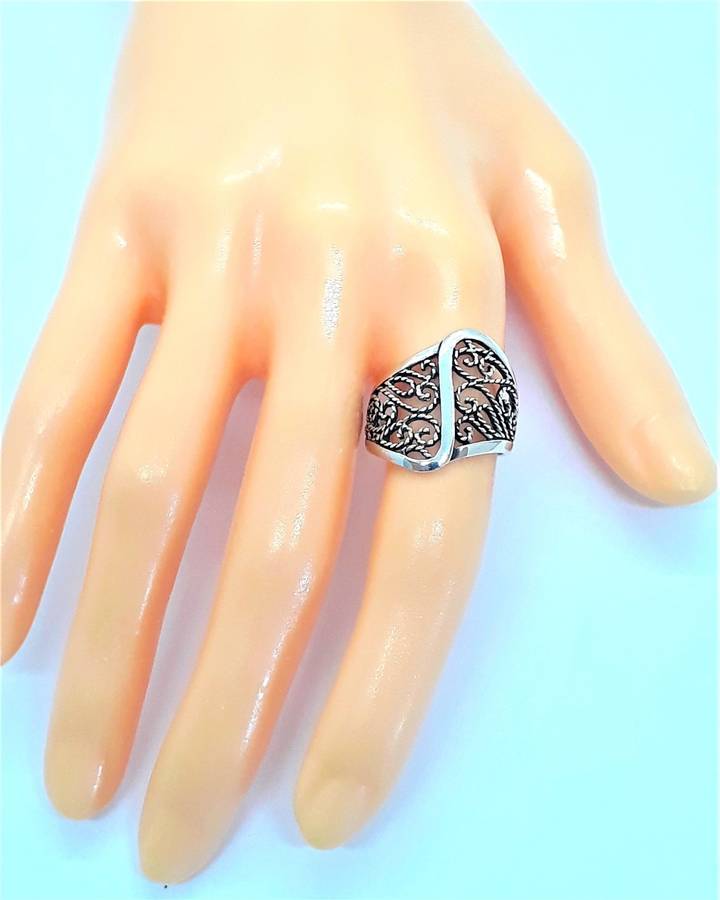 Wide Filigree Sterling Silver Ring