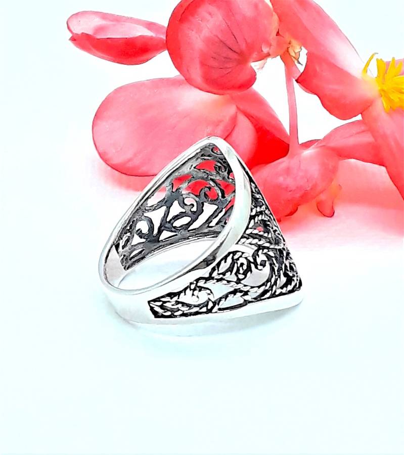 Wide Filigree Sterling Silver Ring