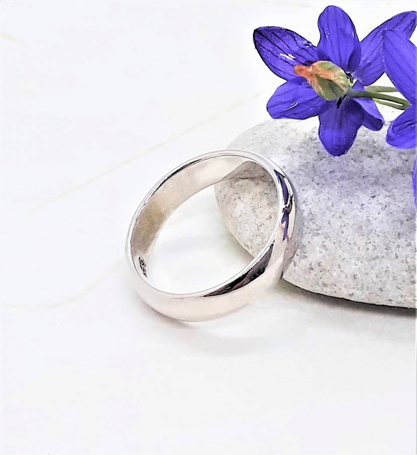 Wide Plain Round Sterling Silver Band Ring