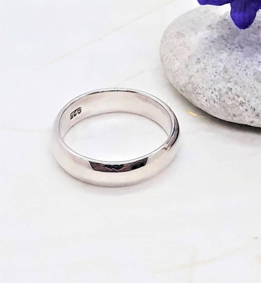 Wide Plain Round Sterling Silver Band Ring