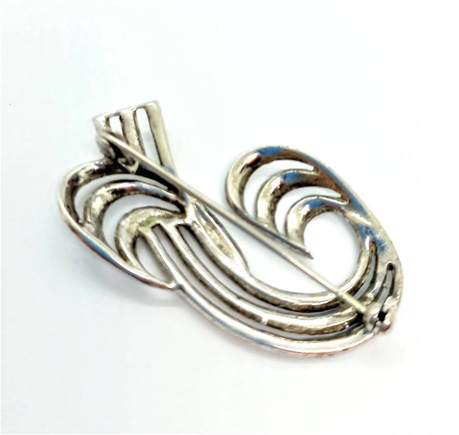 Art Deco Sterling Silver Marcasite Brooch in Original  Box
