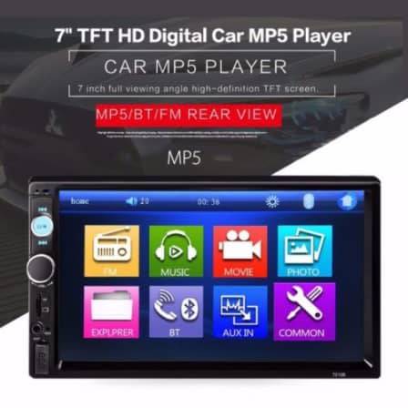 7" TOUCH SCREEN CAR MP5 PLAYER - DOUBLE DIN - USB - BLUETOOTH - REVERSE CAMERA INPUT - MIRROR LINK