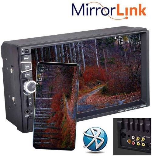 7" TOUCH SCREEN CAR MP5 PLAYER - DOUBLE DIN - USB - BLUETOOTH - REVERSE CAMERA INPUT - MIRROR LINK