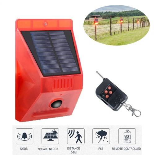 Solar Powered Beam - Remote Controlled - Sensor Activated - Built In 129db Alarm Siren