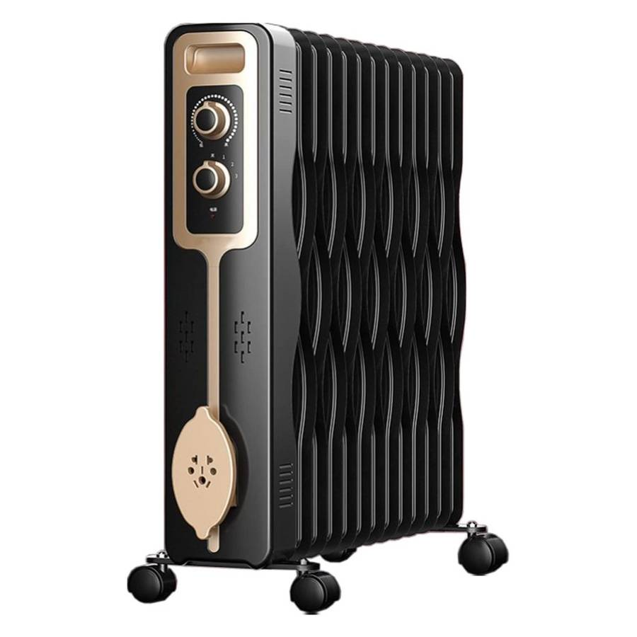 GoldAir 9 Fin Slim Oil Heater - 3 Heat Settings - Adjustable Thermostat Control (Black)