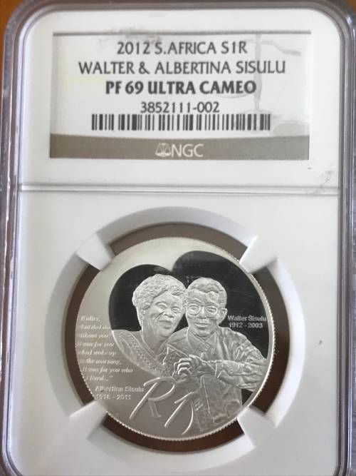 2012 Silver R1 Walter And Albertina Sisulu PF 69 Ultra Cameo