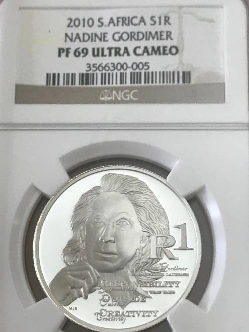2010 Silver R1 Nadine Gordimer PF69 Ultra Cameo