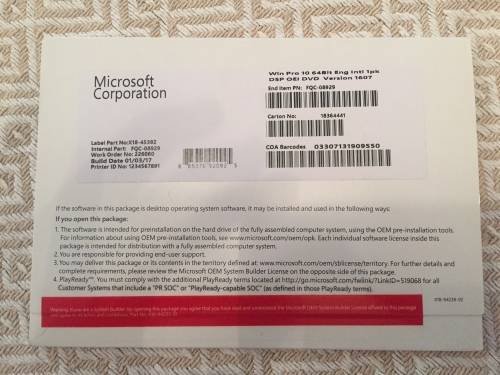 WINDOWS 10 PRO 64Bit Eng DSP
