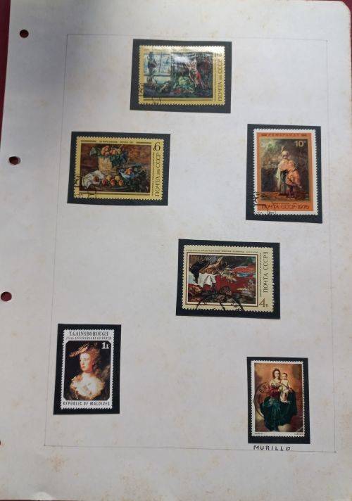 Album Page Famous Paintings CCCP, Maldives & Great Britain used