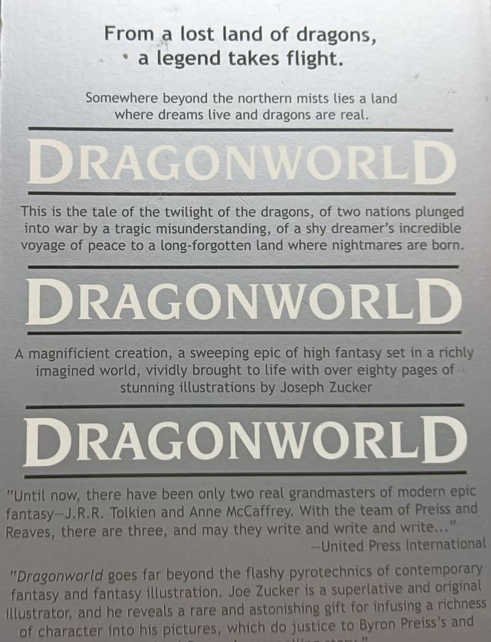 Dragonworld - Byron Preiss & Michael Reaves Ill. by Joseph Zucker - Softcover - 545 pages