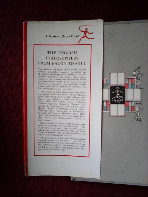 The English Philosophers, from Bacon to Mill. Ed. Edwin A Burtt. H/C with jacket. 1939. 1041 pp.