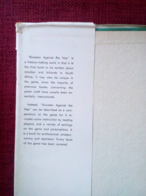 Snooker: Against the Nap by Ken Shaw. 1st ed 1965 signed. H/C with jacket. 160 pp.