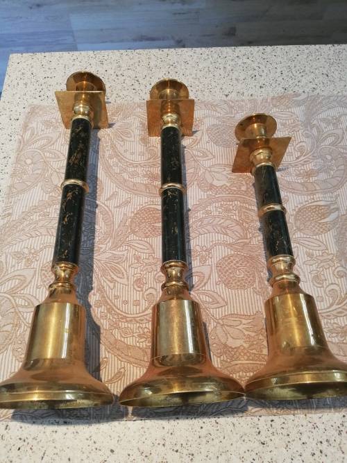 3 Brass Candle Holders