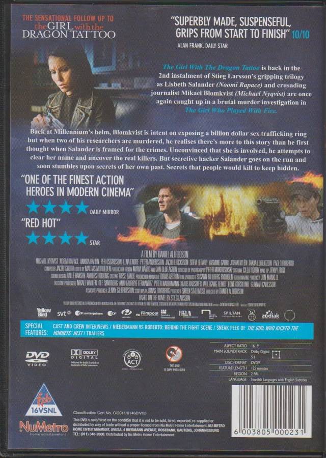 The Girl Who Played with Fire DVD movie action crime drama 7.1 out of 10 rated by 98000 viewers