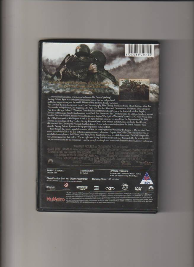 Saving Private Ryan (1998) DVD movie action drama war army collectable recce