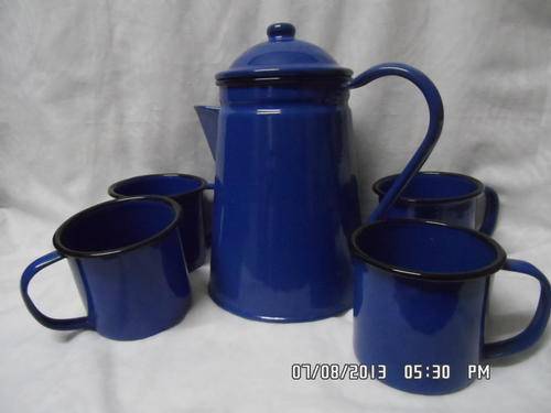 VINTAGE ENAMELWARE COFFEE PERCULATOR SET