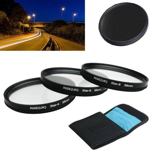 58mm 4 6 8 Point Line 4X 6X 8X Star Filter Kit