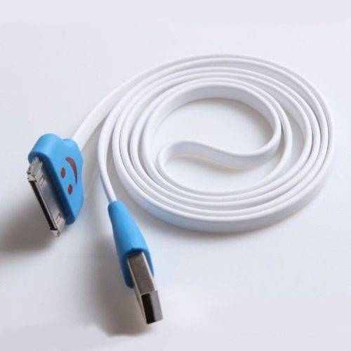 Flat IPhone 4 connector plug to USB 2.0 Data Sync and Charging Cable For iPhone 4 4s -White