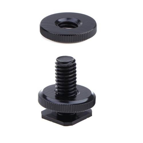 3/8" (3/8 Inch) Dual Nuts Tripod Mount Screw to Flash Camera Hot Shoe Adapter