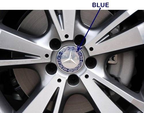 4x 75mm Wheel Centre Cap for Mercedes Benz (Dark Blue on Chrome)