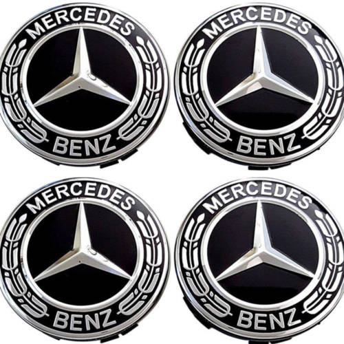 4x 75mm Chrome Plastic Wheel Centre Cap for Mercedes Benz