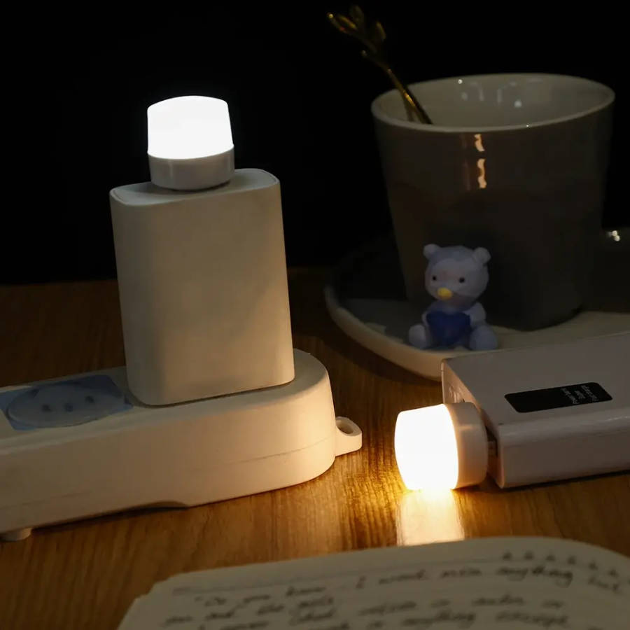 Mini LED Night Light with USB Plug for Computer Mobile Power Bank Night - WARM WHITE
