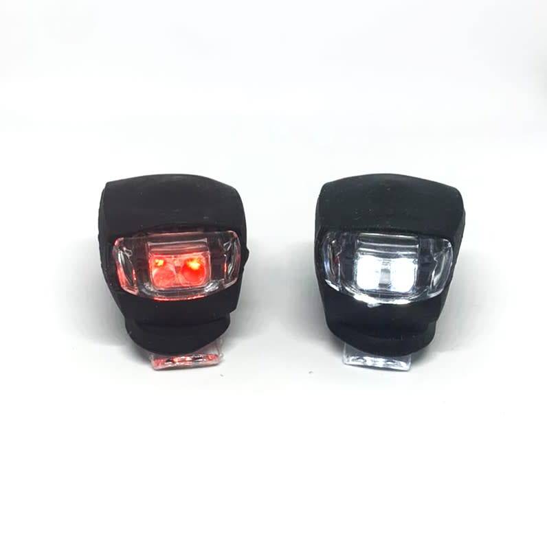 LED SILICONE MOUNTAIN BIKE BICYCLE FRONT & REAR LIGHTS SET