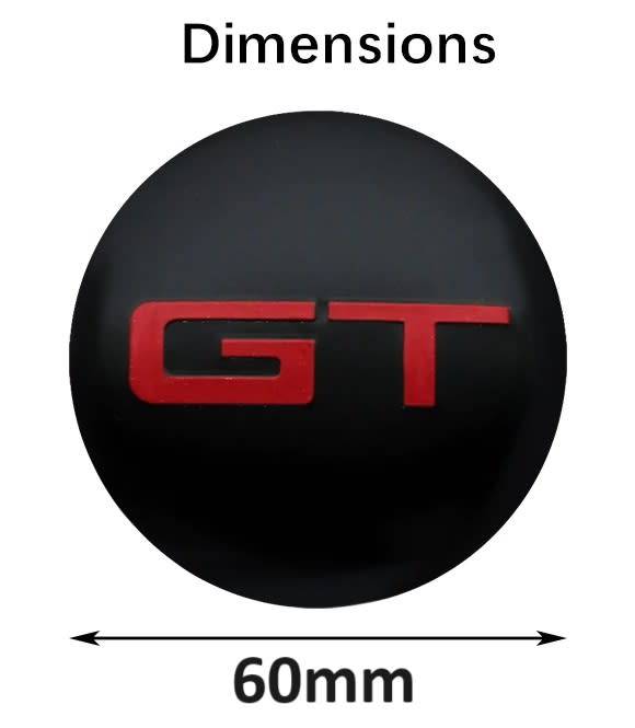 4x 60mm GT Hub Wheel Centre Caps (Black on Black)