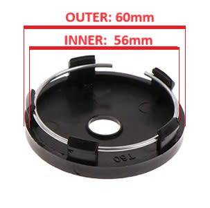 4x 60mm GT Hub Wheel Centre Caps (Black on Black)