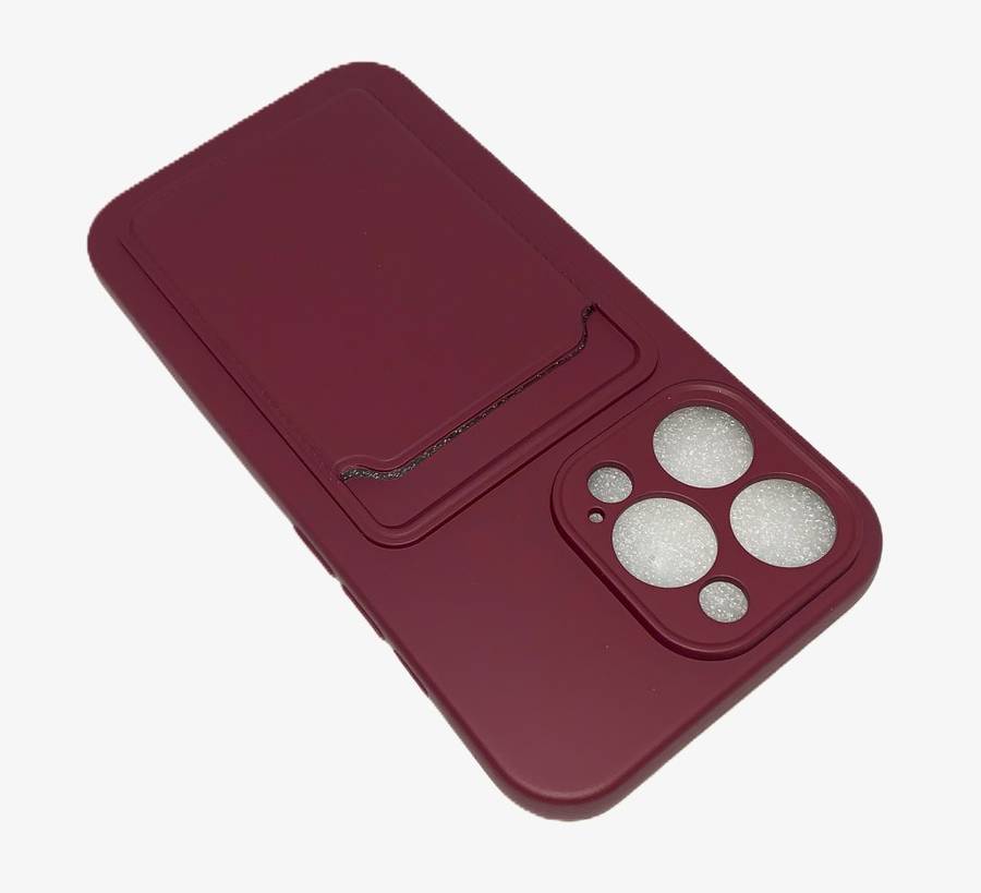 PVC Cover with Credit Card Pouch for iPhone 13Pro (Wine Red)