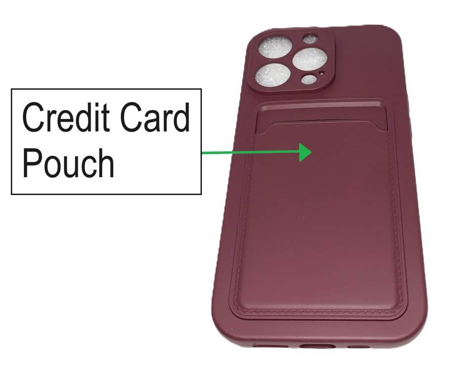 PVC Cover with Credit Card Pouch for iPhone 13Pro (Wine Red)