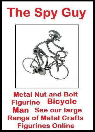 Metal Man Racing Bicycle Nut and Bolt Figurine 19.5cm Long by 19.5cm High Home and Office Deco