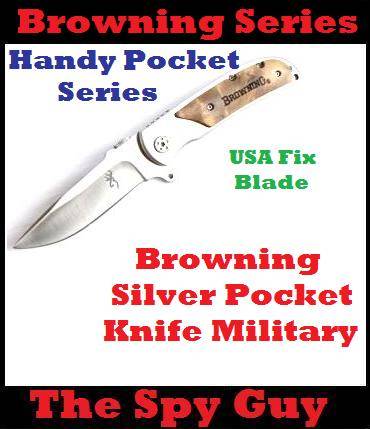 Browning Silver Pocket Knife Military USA Fix Blade All Steel Handy Pocket Series of Knives