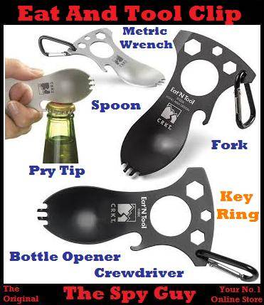 Eat N Tool Stainless Steel Great for Outdoors Great Gift for Dads with Belt Clip Key Ring