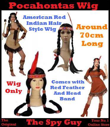 Pocahontas Style 70cm Wig American Red Indian Hair Style Wig for Dress up Parties